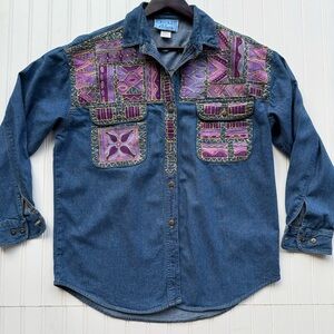 Cricket Blues Denim Shirt with Purple Accents
